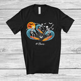 MacnyStore - Personalized Custom Name Three Skeletons Surfing; Joyful Halloween Surfer; Family T-Shirt