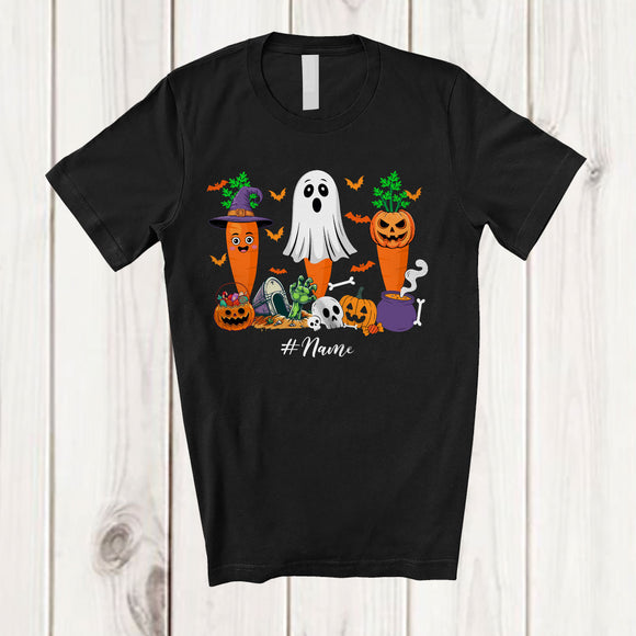MacnyStore - Personalized Custom Name Three Witch Ghost Pumpkin Carrots; Horror Halloween Fruit Vegan T-Shirt