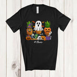 MacnyStore - Personalized Custom Name Three Witch Ghost Pumpkin Pineapples; Horror Halloween Fruit Vegan T-Shirt