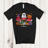 MacnyStore - Personalized Custom Name Three Witch Ghost Pumpkin Watermelons; Horror Halloween Fruit Vegan T-Shirt