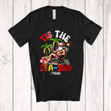 MacnyStore - Personalized Custom Name Tis The Sea Sun; Joyful Summer Christmas In July Santa; Beach T-Shirt