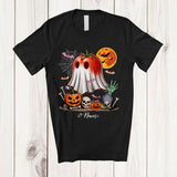 MacnyStore - Personalized Custom Name Tomato Wearing Ghost Boo Costume; Creepy Halloween Fruit Vegan T-Shirt