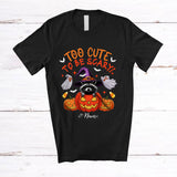 MacnyStore - Personalized Custom Name Too Cute To Be Scary; Lovely Halloween Witch Raccoon In Pumpkin T-Shirt