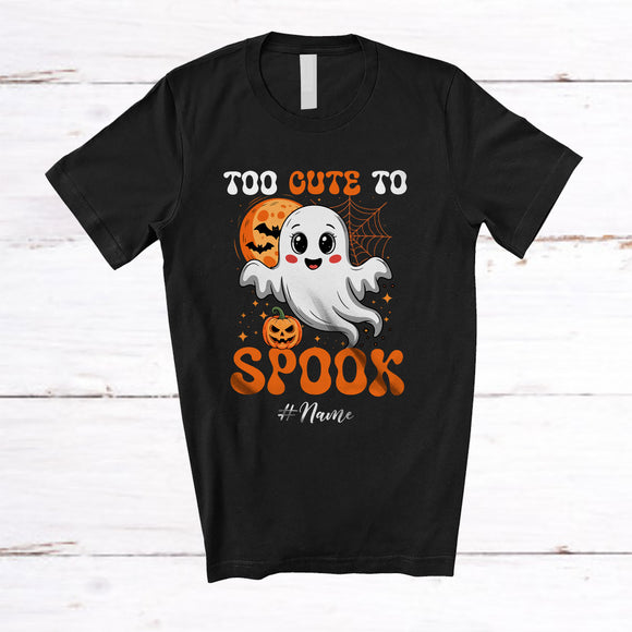 MacnyStore - Personalized Custom Name Too Cute To Spook; Lovely Halloween Moon Ghost Boo; Family T-Shirt