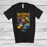 MacnyStore - Personalized Custom Name Trick Or Treat; Amusing Halloween Cartoon Construction Vehicle T-Shirt