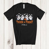 MacnyStore - Personalized Custom Name Trick Or Treat; Horror Halloween Four Boo Ghost Squad; Family Group T-Shirt