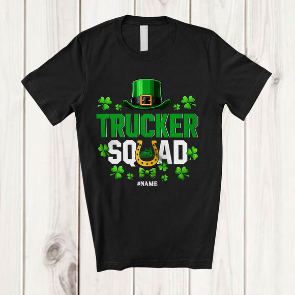 MacnyStore - Personalized Custom Name Trucker Squad; Amazing St. Patrick's Day Leprechaun Hat; Family T-Shirt