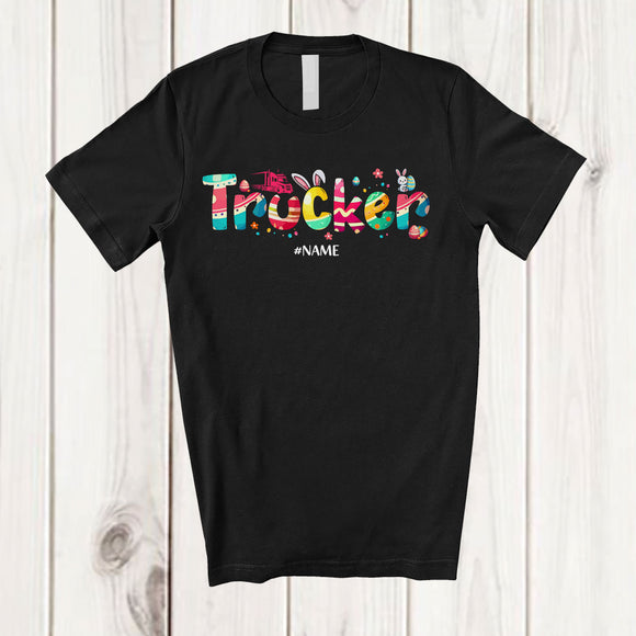 MacnyStore - Personalized Custom Name Trucker; Amazing Easter Bunny Eggs Hunting; Family Group T-Shirt
