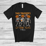 MacnyStore - Personalized Custom Name Trucker's Got Bone Moves; Joyful Halloween Pumpkin Skeletons T-Shirt