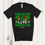 MacnyStore - Personalized Custom Name Truckers Love Shenanigans; Proud St. Patrick's Day Trucker Shamrock T-Shirt