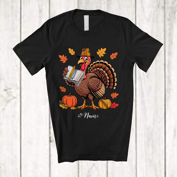 MacnyStore - Personalized Custom Name Turkey Assistant Teacher; Amusing Thanksgiving Fall Leaf Pumpkin; Job T-Shirt
