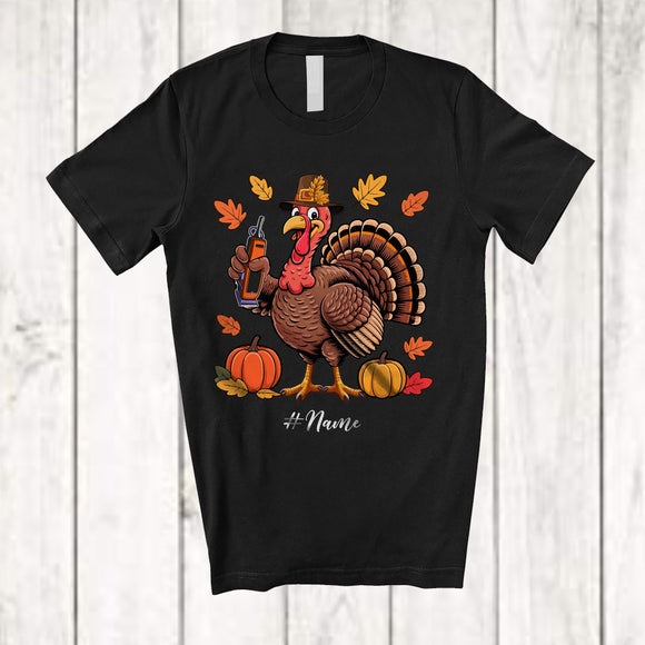MacnyStore - Personalized Custom Name Turkey Barber; Amusing Thanksgiving Fall Leaf Pumpkin; Proud Job T-Shirt