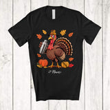MacnyStore - Personalized Custom Name Turkey Bartender; Amusing Thanksgiving Fall Leaf Pumpkin; Proud Job T-Shirt
