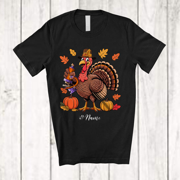 MacnyStore - Personalized Custom Name Turkey Biologist; Amusing Thanksgiving Fall Leaf Pumpkin; Proud Job T-Shirt