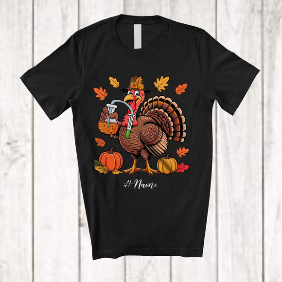 MacnyStore - Personalized Custom Name Turkey Chemist; Amusing Thanksgiving Fall Leaf Pumpkin; Proud Job T-Shirt