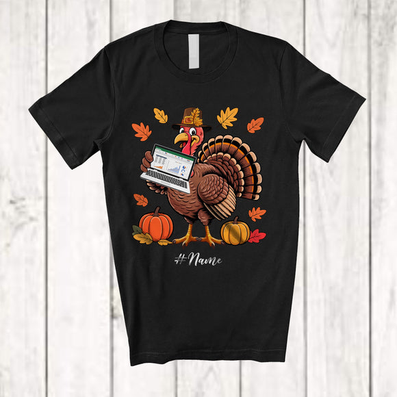 MacnyStore - Personalized Custom Name Turkey IT Manager; Amusing Thanksgiving Fall Leaf Pumpkin; Proud Job T-Shirt