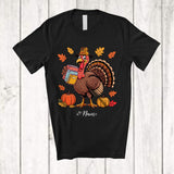 MacnyStore - Personalized Custom Name Turkey Librarian; Amusing Thanksgiving Fall Leaf Pumpkin; Proud Job T-Shirt