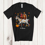 MacnyStore - Personalized Custom Name Turkey Riding A Goat; Awesome Thanksgiving Fall Farm Farmer T-Shirt