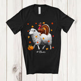 MacnyStore - Personalized Custom Name Turkey Riding A Sheep; Awesome Thanksgiving Fall Farm Farmer T-Shirt