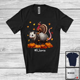 MacnyStore - Personalized Custom Name Turkey Riding Opossum, Lovely Thanksgiving Pumpkins, Opossum Lover T-Shirt