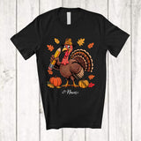 MacnyStore - Personalized Custom Name Turkey Teacher; Amusing Thanksgiving Fall Leaf Pumpkin; Proud Job T-Shirt