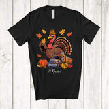 MacnyStore - Personalized Custom Name Turkey Trucker; Amusing Thanksgiving Fall Leaf Pumpkin; Proud Job T-Shirt