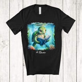 MacnyStore - Personalized Custom Name Turtle Reading Book; Lovely Teacher Librarian Book Nerd; Sea Animal T-Shirt