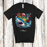 MacnyStore - Personalized Custom Name Turtle Riding Shark Drinking Eat Pizza; Lovely 4th Of July Patriotic T-Shirt
