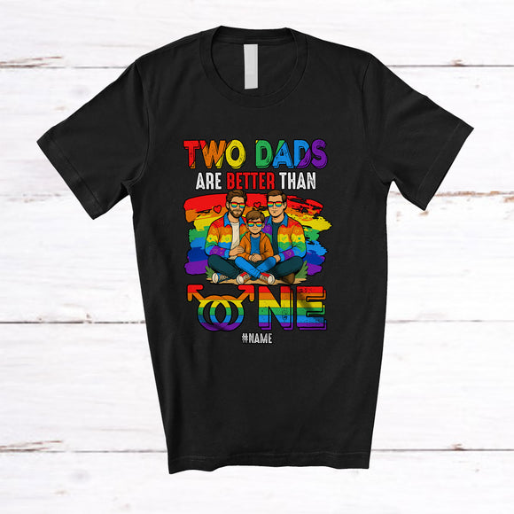 MacnyStore - Personalized Custom Name Two Dads are Better; Lovely Father's Day Son LGBTQ T-Shirt