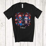 MacnyStore - Personalized Custom Name US Flag Fireworks Raccoon and Opossum; Joyful 4th of July Patriotic T-Shirt
