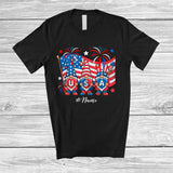 MacnyStore - Personalized Custom Name USA; Amazing 4th Of July Three Gnomes American Flag; Patriotic T-Shirt