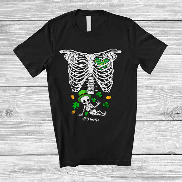 MacnyStore - Personalized Custom Name Ultrasound Leprechaun Skeleton; Lovely St. Patrick's Day Pregnancy T-Shirt