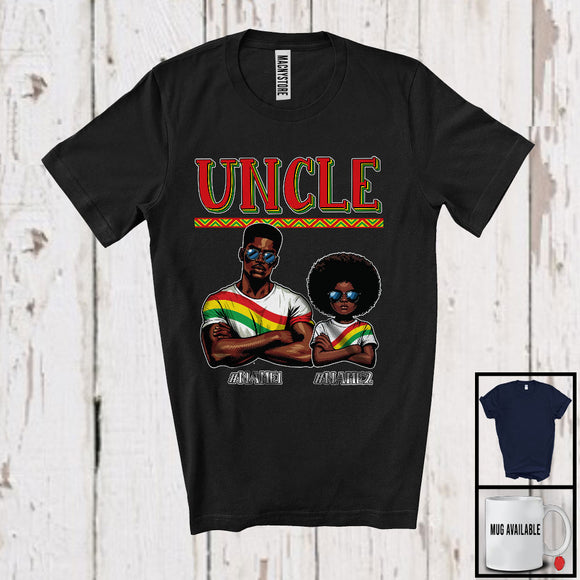 MacnyStore - Personalized Custom Name Uncle Granddaughter, Proud Father's Day Juneteenth Black, Afro Family T-Shirt