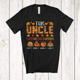 MacnyStore - Personalized Custom Name Uncle Loves His Cute Pumpkins; Lovely Thanksgiving Fall Leaf Family T-Shirt