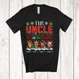 MacnyStore - Personalized Custom Name Uncle Loves His Cute Reindeers; Lovely Christmas Lights Snow Family T-Shirt