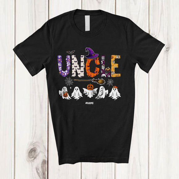 MacnyStore - Personalized Custom Name Uncle Spooky Halloween Boo Ghost Witch Uncle; Family Group T-Shirt