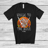 MacnyStore - Personalized Custom Name Uncle To The Bone; Scary Halloween Moon Skeleton Hand; Family T-Shirt