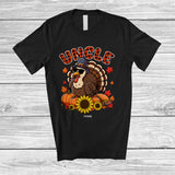 MacnyStore - Personalized Custom Name Uncle; Lovely Thanksgiving Plaid Turkey Pumpkin Sunflower; Family T-Shirt