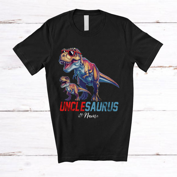 MacnyStore - Personalized Custom Name Unclesaurus; Amusing Father's Day Uncle Baby T-Rex Dinosaur; Family T-Shirt