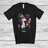 MacnyStore - Personalized Custom Name Unicorn Ice Cream; Joyful 4th Of July American Flag; Patriotic T-Shirt