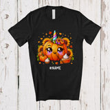 MacnyStore - Personalized Custom Name Unicorn Pumpkin; Adorable Thanksgiving Unicorn Sunflowers; Family T-Shirt
