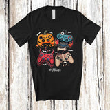 MacnyStore - Personalized Custom Name Video Game Controller Pumpkin Zombie; Joyful Halloween Gamer T-Shirt