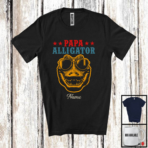 MacnyStore - Personalized Custom Name Vintage Alligator Papa, Amazing Father's Day Alligator Sunglasses T-Shirt