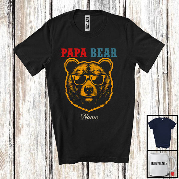 MacnyStore - Personalized Custom Name Vintage Bear Papa, Amazing Father's Day Bear Sunglasses, Family T-Shirt