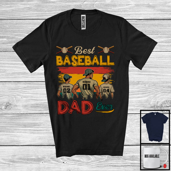 MacnyStore - Personalized Custom Name Vintage Best Baseball Dad Ever, Joyful Father's Day Sport Player T-Shirt