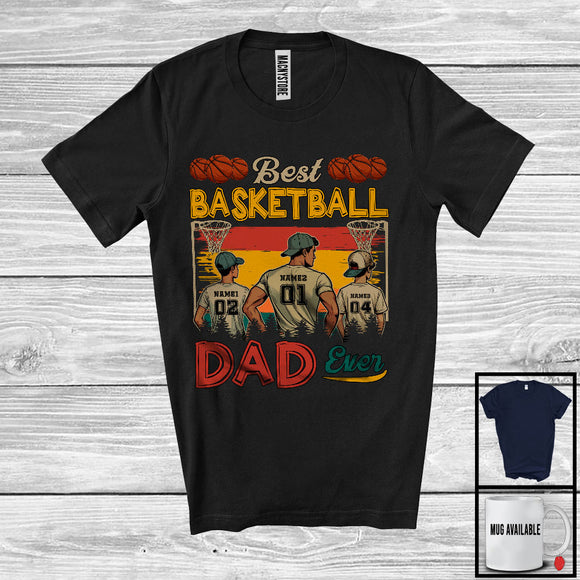 MacnyStore - Personalized Custom Name Vintage Best Basketball Dad Ever, Joyful Father's Day Sport Player T-Shirt