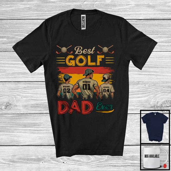 MacnyStore - Personalized Custom Name Vintage Best Golf Dad Ever, Joyful Father's Day Sport Player T-Shirt