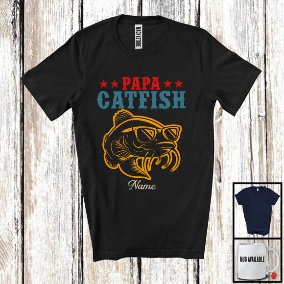 MacnyStore - Personalized Custom Name Vintage Catfish Papa, Amazing Father's Day Catfish Sunglasses T-Shirt