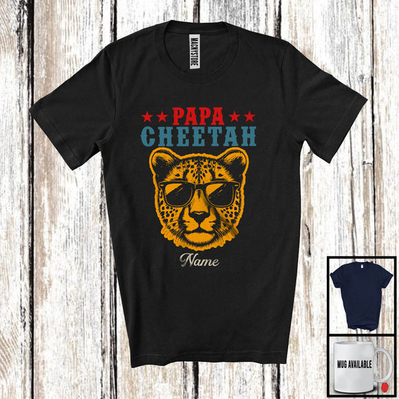 MacnyStore - Personalized Custom Name Vintage Cheetah Papa, Amazing Father's Day Cheetah Sunglasses T-Shirt