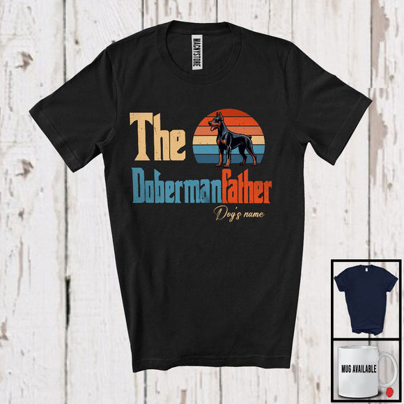 MacnyStore - Personalized Custom Name Vintage Dobermannfather, Lovely Father's Day Dobermann, Family T-Shirt